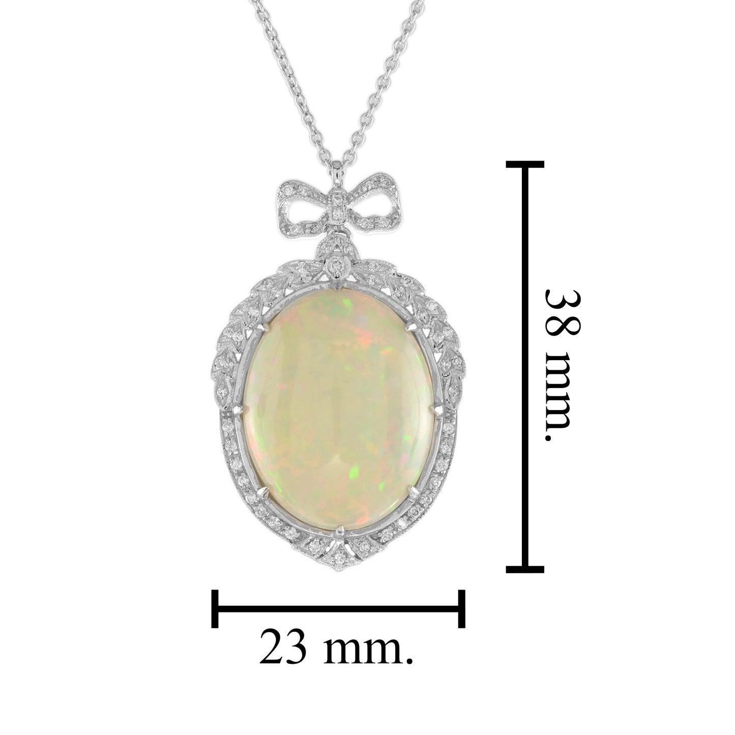 edwardian style 15.39 ethiopian opal & diamond 18k white gold vintage necklace