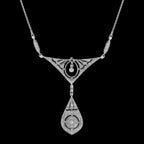 Diamond Vintage Inspired Edwardian Style White Gold Bib Princess Necklace