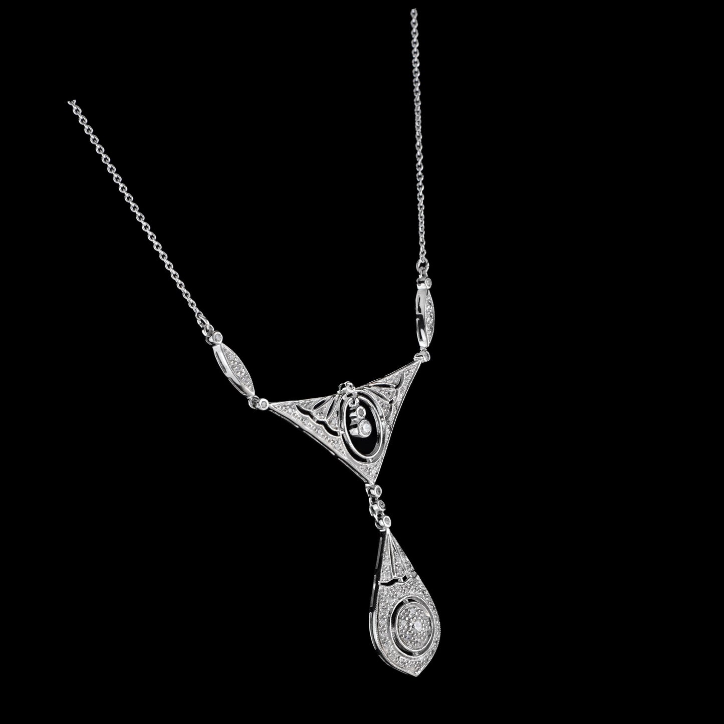 diamond vintage inspired edwardian style white gold bib princess necklace