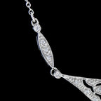 Diamond Vintage Inspired Edwardian Style White Gold Bib Princess Necklace