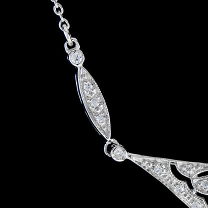 Diamond Vintage Inspired Edwardian Style White Gold Bib Princess Necklace