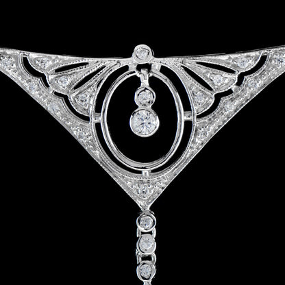 Diamond Vintage Inspired Edwardian Style White Gold Bib Princess Necklace