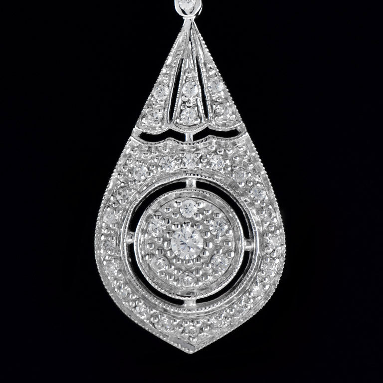 Diamond Vintage Inspired Edwardian Style White Gold Bib Princess Necklace