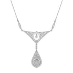 Diamond Vintage Inspired Edwardian Style White Gold Bib Princess Necklace