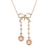 Edwardian Style Peach Orange Morganite Diamond Bow Drop Rose Gold Necklace