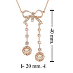 Edwardian Style Peach Orange Morganite Diamond Bow Drop Rose Gold Necklace