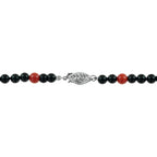Carved Coral Tanzanite Art Deco Style White Gold Necklace
