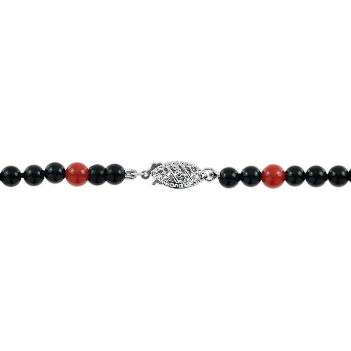 carved coral tanzanite art deco style white gold necklace