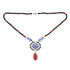 Carved Coral Tanzanite Art Deco Style White Gold Necklace