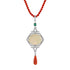 12.42 Ct. Ethiopian Opal Coral Emerald Diamond Art Deco Style 14K White Necklace