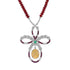 Ethiopian Opal Ruby Emerald Diamond Edwardian Style 14K White Gold Necklace