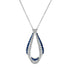 Ribbon Art Deco Style Blue Sapphire & Diamond 14K White Gold Pendant Necklace