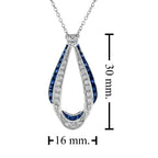 2.53 ctw Art Deco Style Sapphire & Diamond Pendant Necklace 14K White Gold
