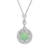 Opal & Diamond Halo Vintage Style White Gold Pendant Necklace