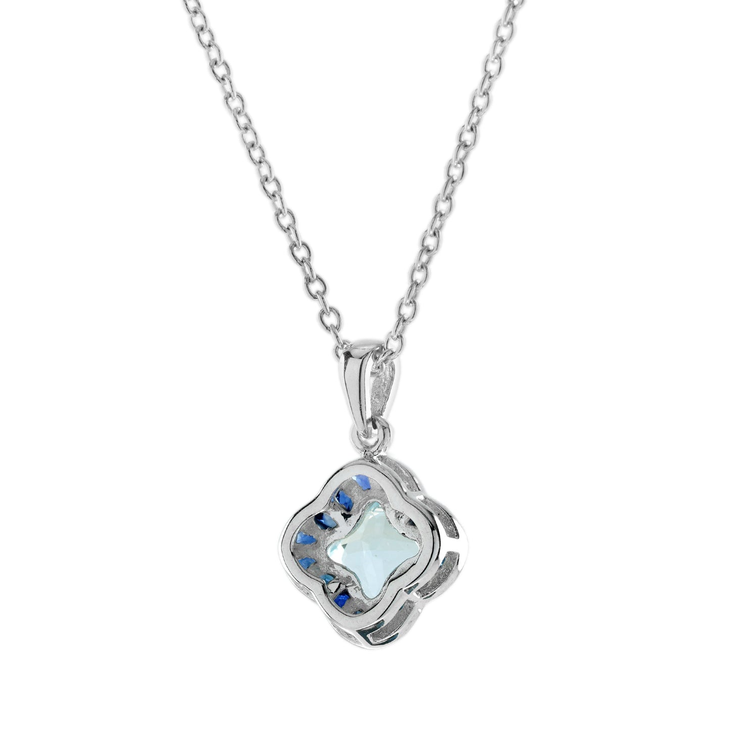 lily cut blue topaz & blue sapphire 9k white gold pendant necklace