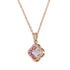 Lily Cut Pink Amethyst & Ruby Halo Set Pendant Rose Gold Necklace