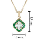 Casa Blanca Lily Cut White Topaz & Green Emerald Yellow Gold Pendant Necklace