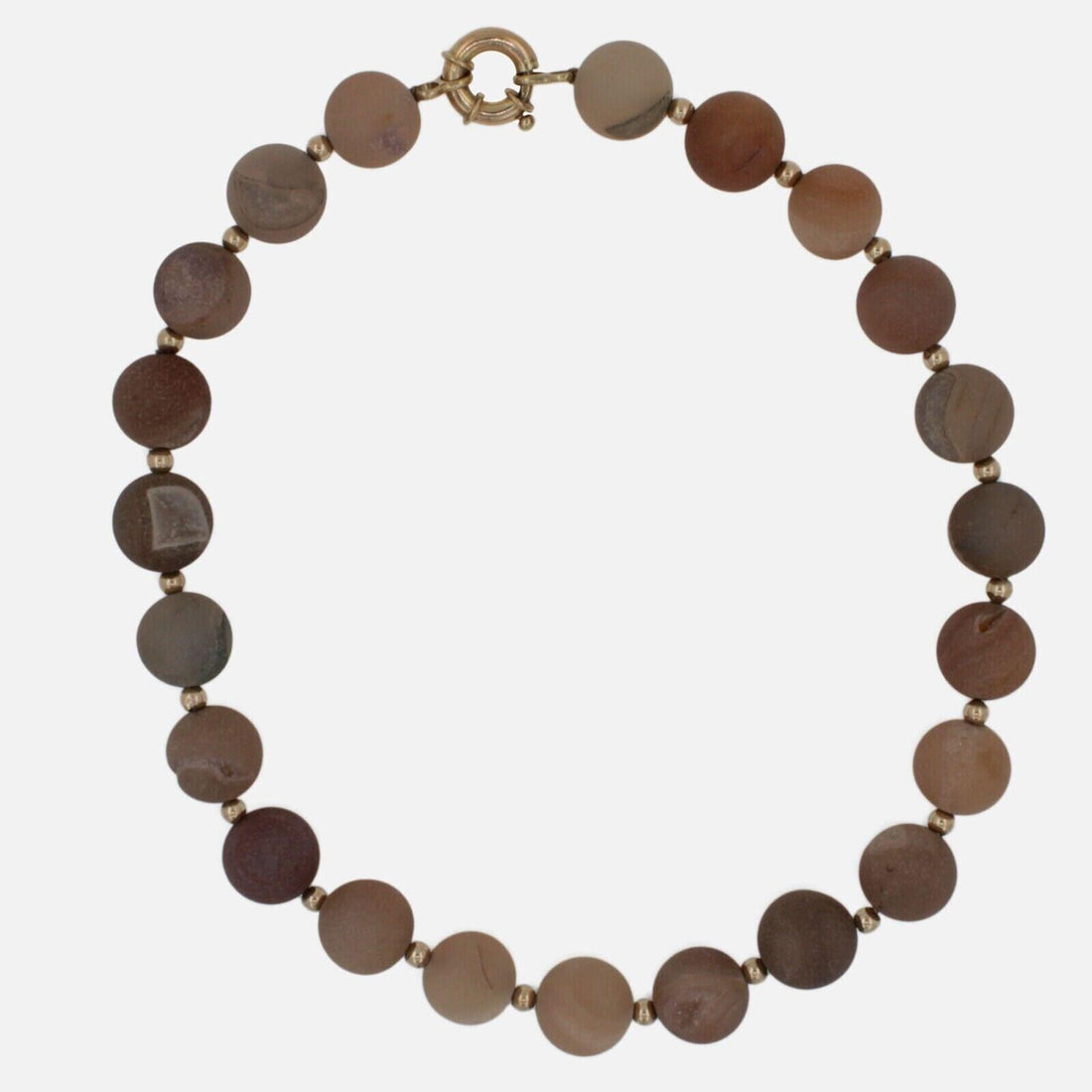 Natural Brown Pink Rutilated Quartz Round Circle Sphere Beads 14 Karat Yellow Go