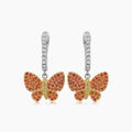 Orange Yellow Sapphire & Diamonds Butterfly Sweet 18K Twotone Gold Clip Earrings