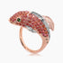 Sea Koi Fish Orange Sapphire & Diamond Pave & Green 18K Rose Gold Animal Ring