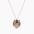 Tiger Fancy Diamond Onyx & Ruby 18K Rose & White Gold Pendant Necklace