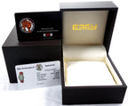 Orange Sapphire & Diamond Pave Dial Luxury Swis Quartz Exotic Leather Band Watch
