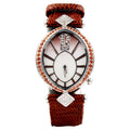 Orange Sapphire Diamonds Pave Dial Luxury Swiss Quartz Exotic Leather Band Watch