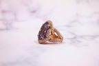Oval Cut Light Violet Purple Paraiba Tourmaline Diamond Pave 18k Rose Gold Ring