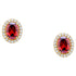 Oval Red Rhodolite Garnet Diamond Halo 18 Karat Rose Gold Stud Romance Earrings