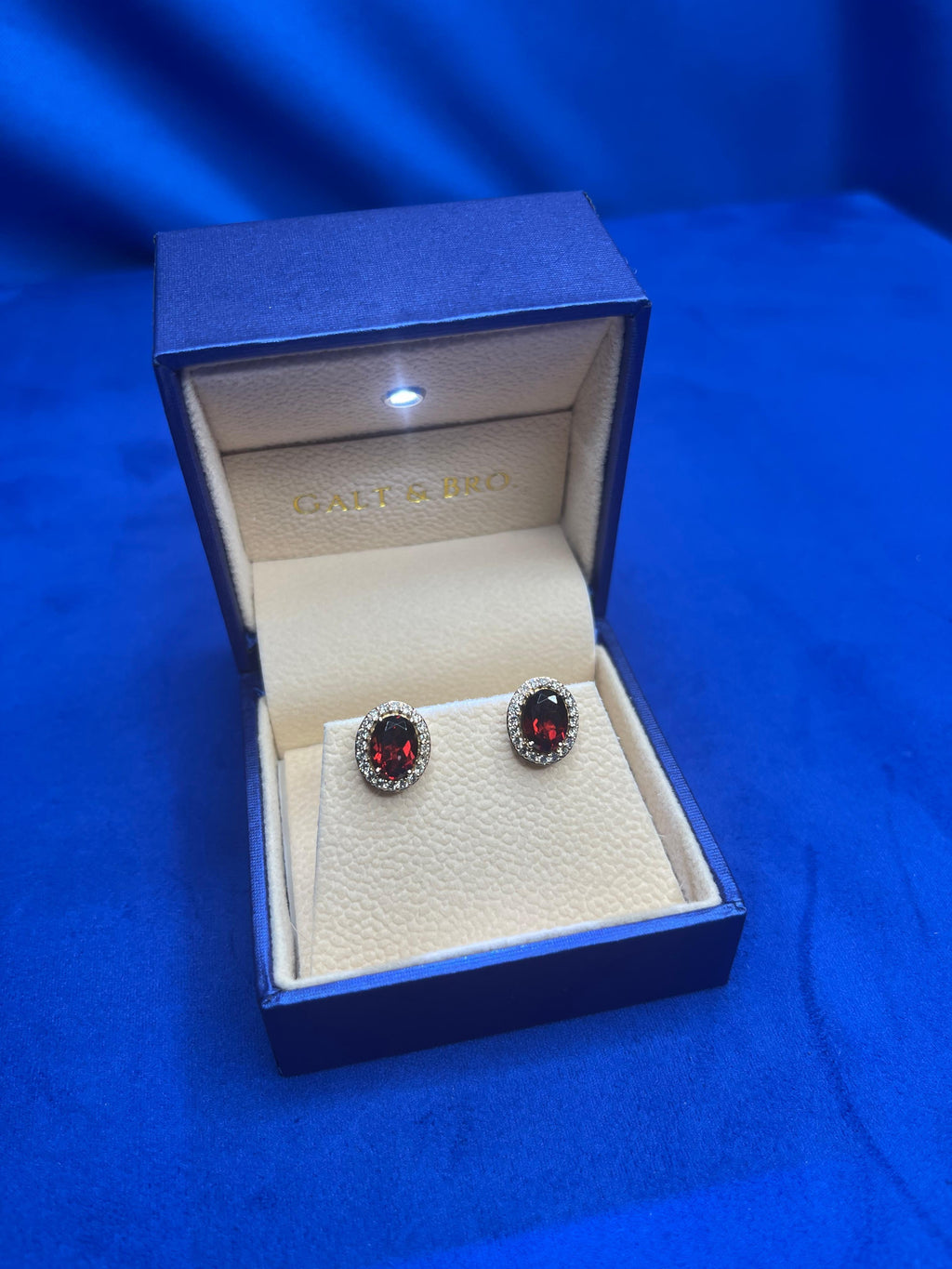 Oval Red Rhodolite Garnet Diamond Halo 18 Karat Rose Gold Stud Romance Earrings