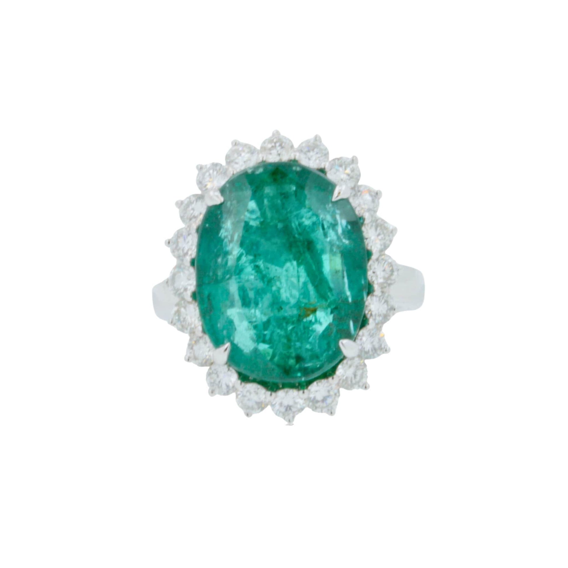 Oval Shape Brilliant Cut Vivid Green Emerald Diamond Sun Ray Halo Set Unique Lux