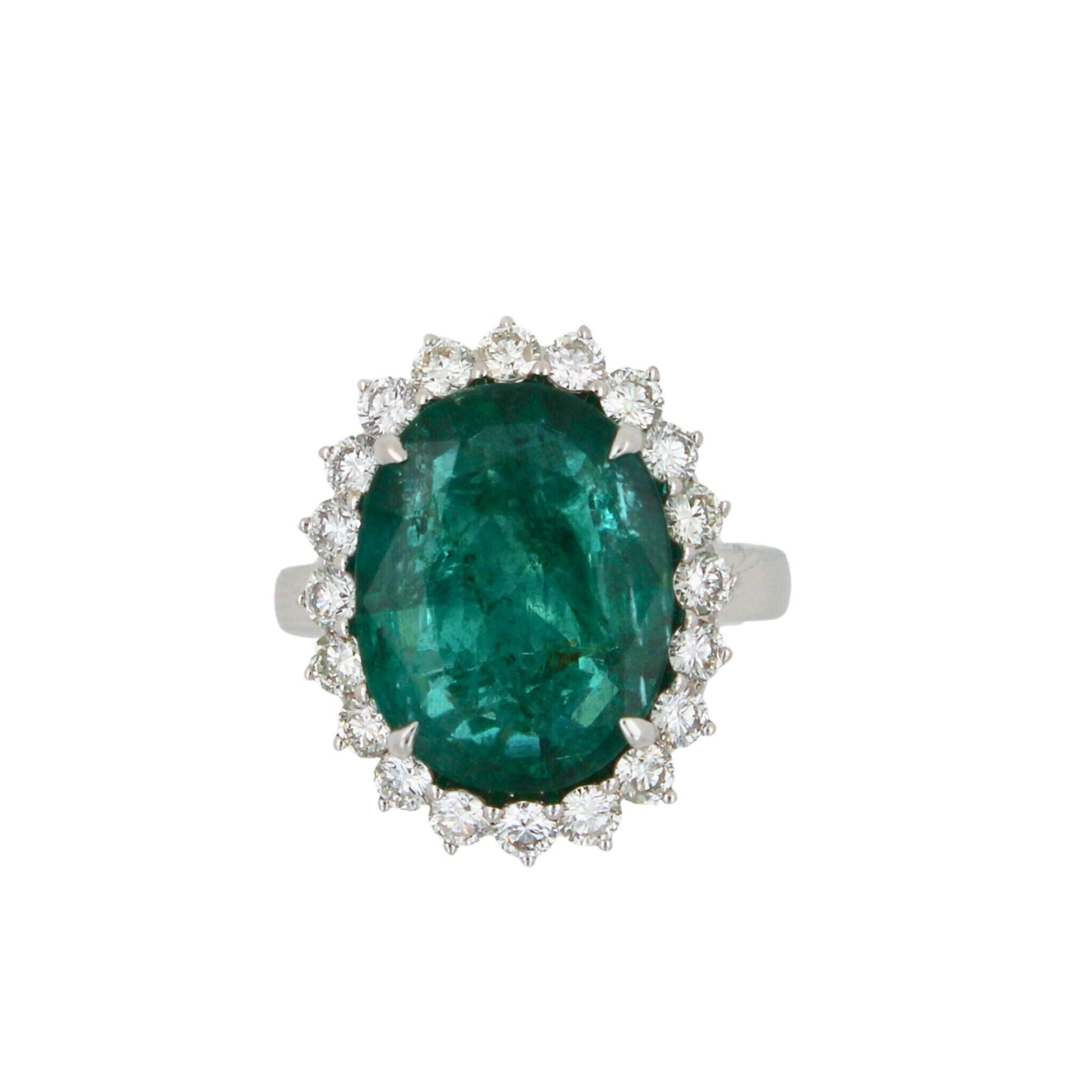 Oval Shape Brilliant Cut Vivid Green Emerald Diamond Sun Ray Halo Set Unique Lux