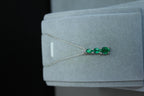 Oval Shape Drop Shape Emerald Diamond 18 Karat White Gold Chain Pendant Necklace