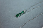 Oval Shape Drop Shape Emerald Diamond 18 Karat White Gold Chain Pendant Necklace
