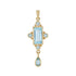 Blue Topaz Bezel Set Vintage Style Dangle Drop 14K Yellow Gold Pendant