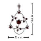 1.10 Ctw Vintage Style Red Garnet 14K White Gold Floral Pendant