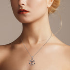1.10 Ctw Vintage Style Red Garnet 14K White Gold Floral Pendant