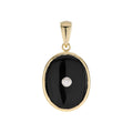 0.03 Ctw Art Deco Style Onyx & Diamond 9K Yellow Gold Pendant