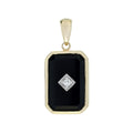 Diamond & Black Onyx Art Deco Style Yellow Gold Pendant