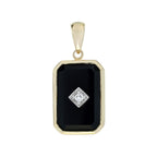 Diamond & Black Onyx Art Deco Style Yellow Gold Pendant