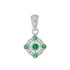 Five Stone Green Round Emerald & Diamond Art Deco Style 14K White Gold Pendant