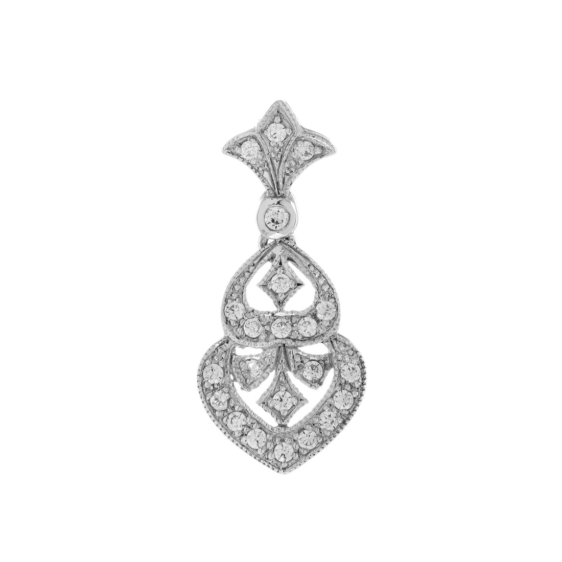 Diamond Art Deco Style Lilly 14K White Gold White Gold Pendant