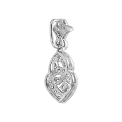 Diamond Art Deco Style Lilly 14K White Gold White Gold Pendant