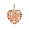 1.23 Ctw Vintage Style Freshwater Pearl Filigree Heart 14K Rose Gold Pendant