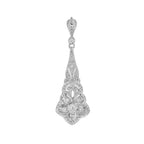 Diamond Art Deco Inspired Style Floral 14K White Gold Pendant