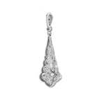 Diamond Art Deco Inspired Style Floral 14K White Gold Pendant