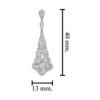 Diamond Art Deco Inspired Style Floral 14K White Gold Pendant