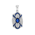 2.80 Ctw Art Deco Style Blue Sapphire & Diamond 14K White Gold Pendant