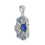 2.80 Ctw Art Deco Style Blue Sapphire & Diamond 14K White Gold Pendant