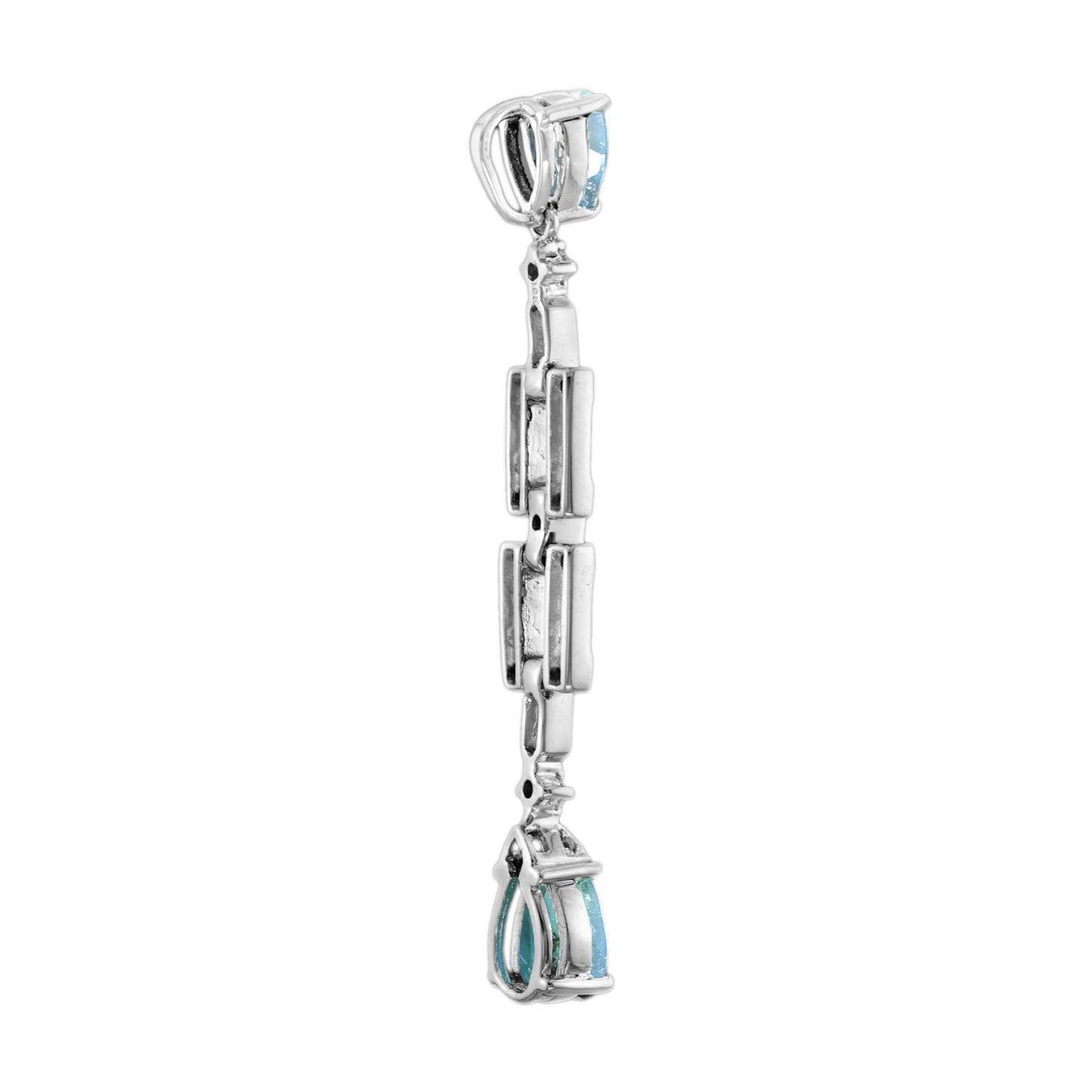 blue topaz & ruby diamond art deco style white gold pendant